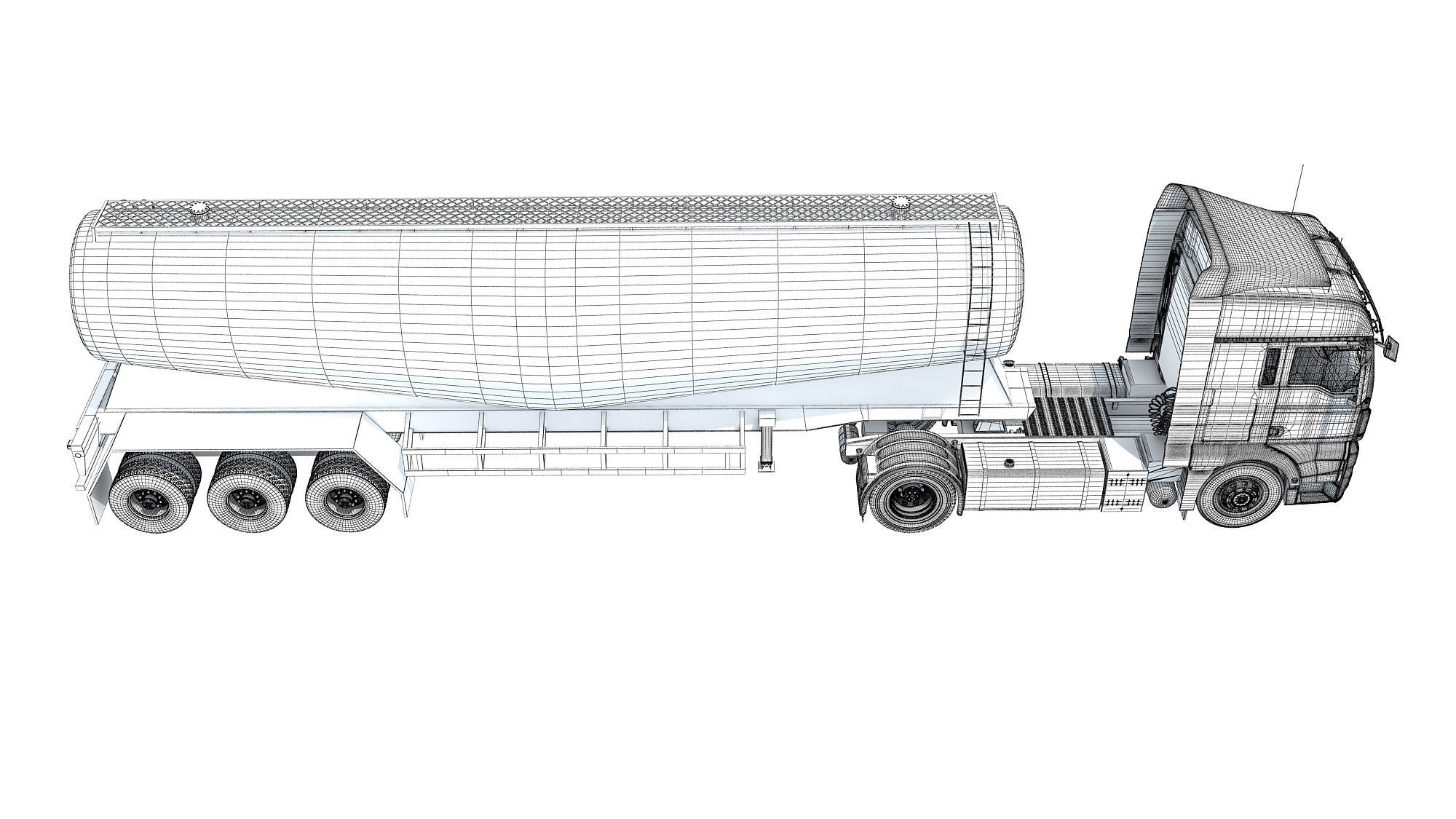 Truck with Tank Trailer 3D model_19