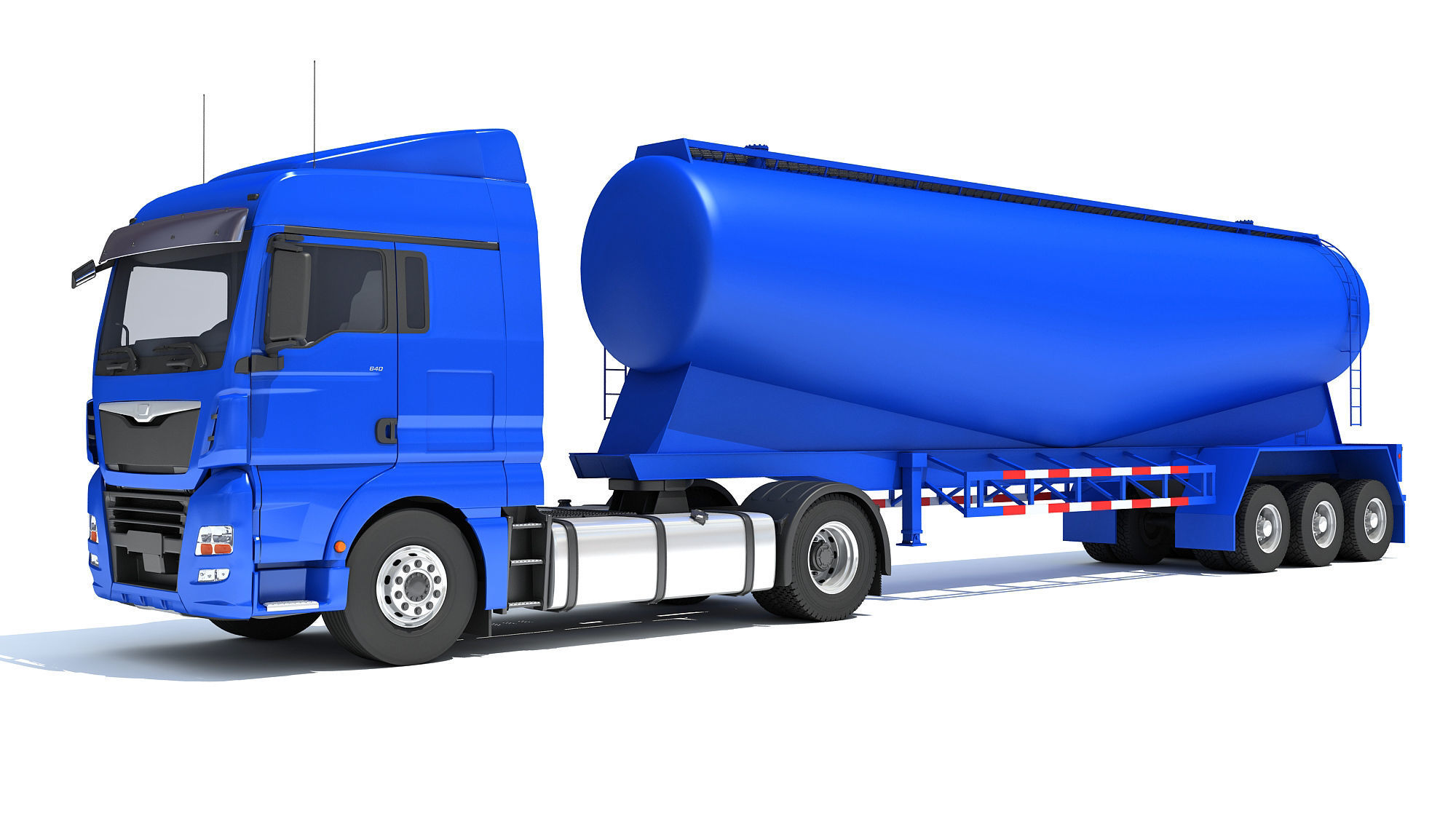 Truck with Tank Trailer 3D model_9