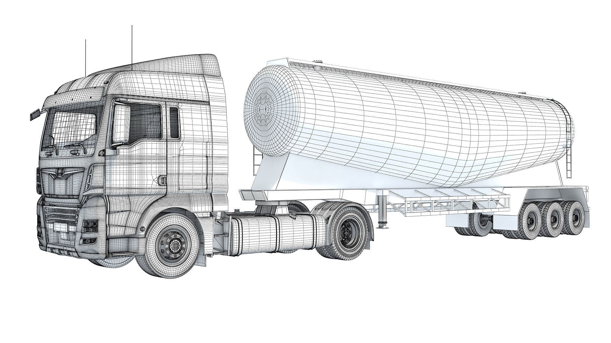 Truck with Tank Trailer 3D model_17