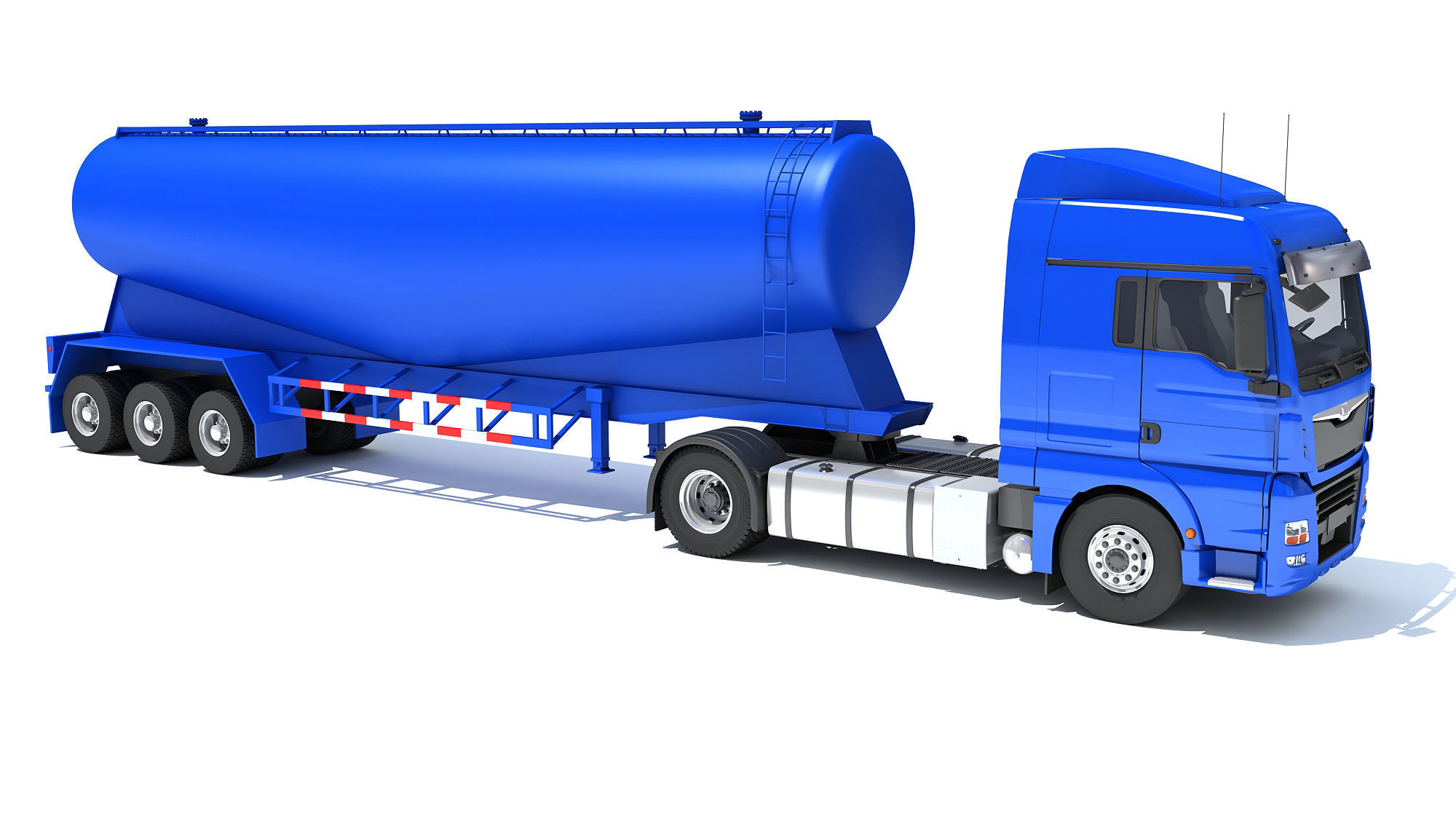 Truck with Tank Trailer 3D model_7