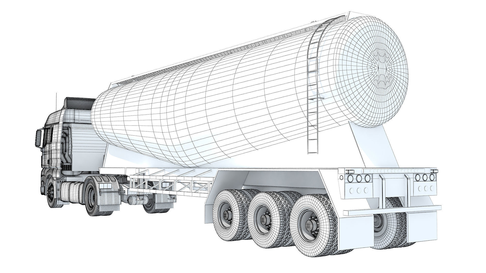 Truck with Tank Trailer 3D model_18
