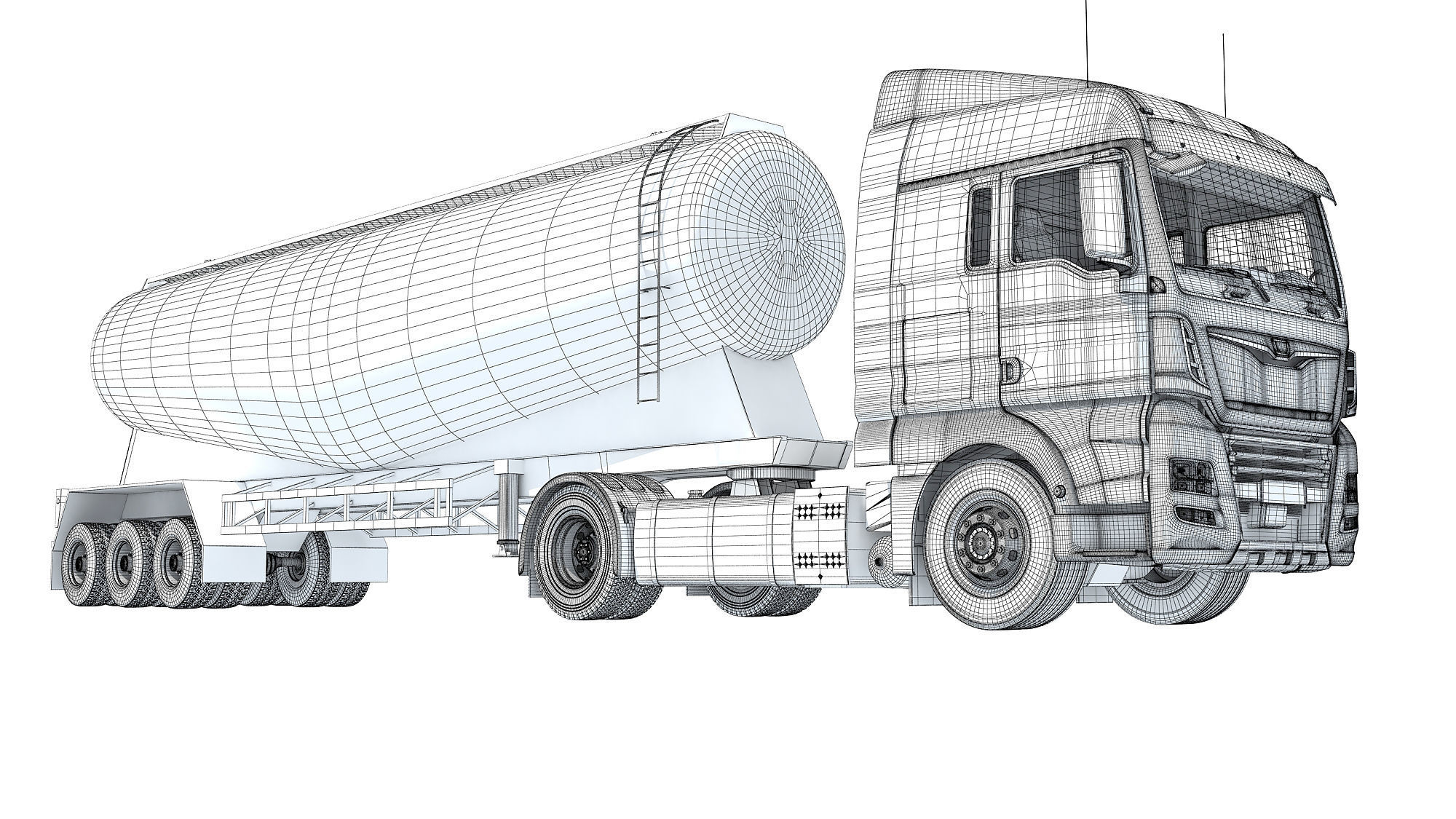Truck with Tank Trailer 3D model_20