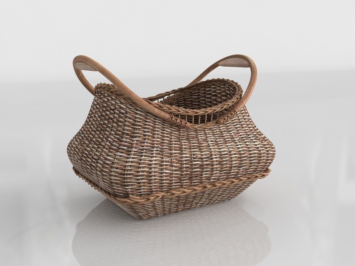 Jacquelyne Wood Handled Basket Free 3D model_8
