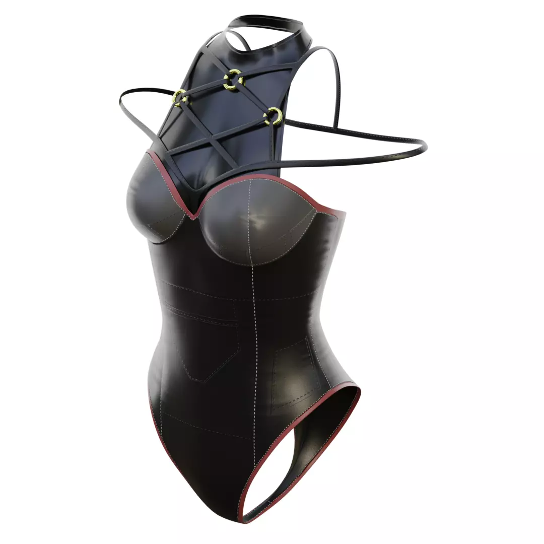 Black Leather Corset for female character Low-poly 3D model