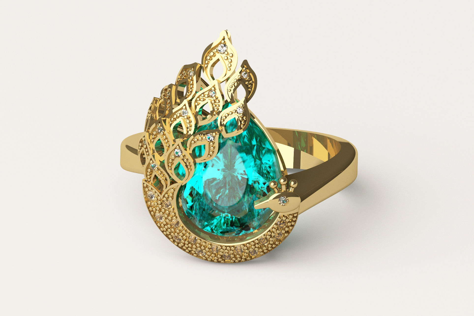 Peacock Ring R 58 3D print model_1