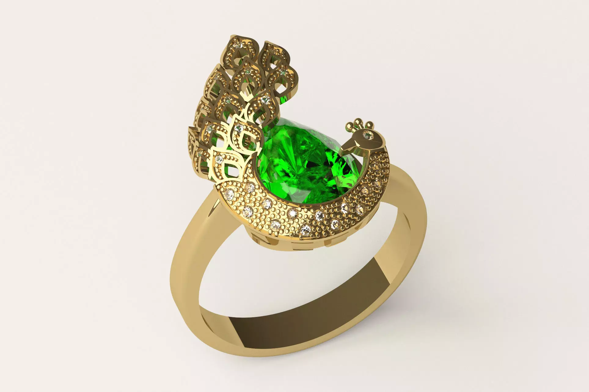 Peacock Ring R 58 3D print model_0