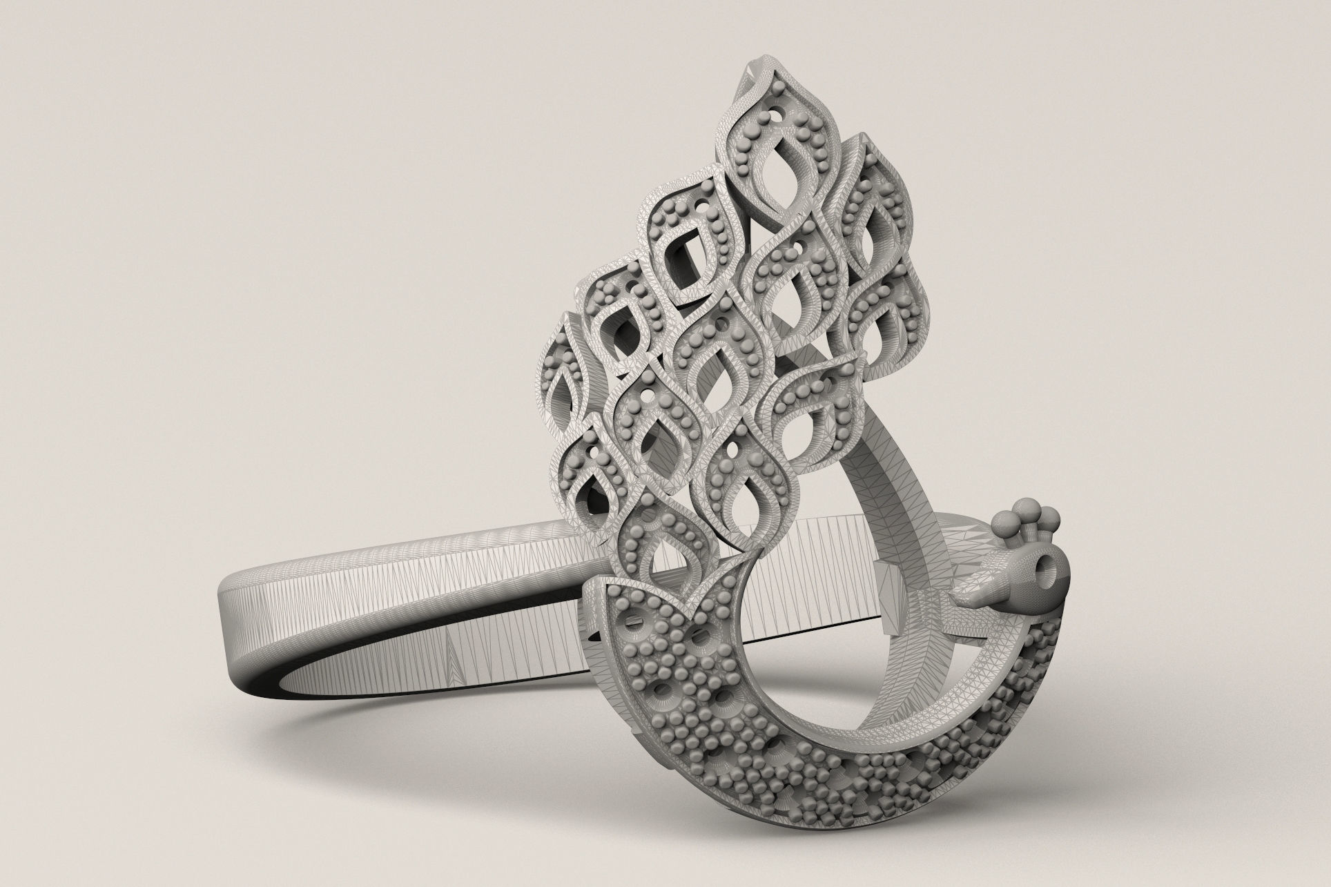 Peacock Ring R 58 3D print model_7