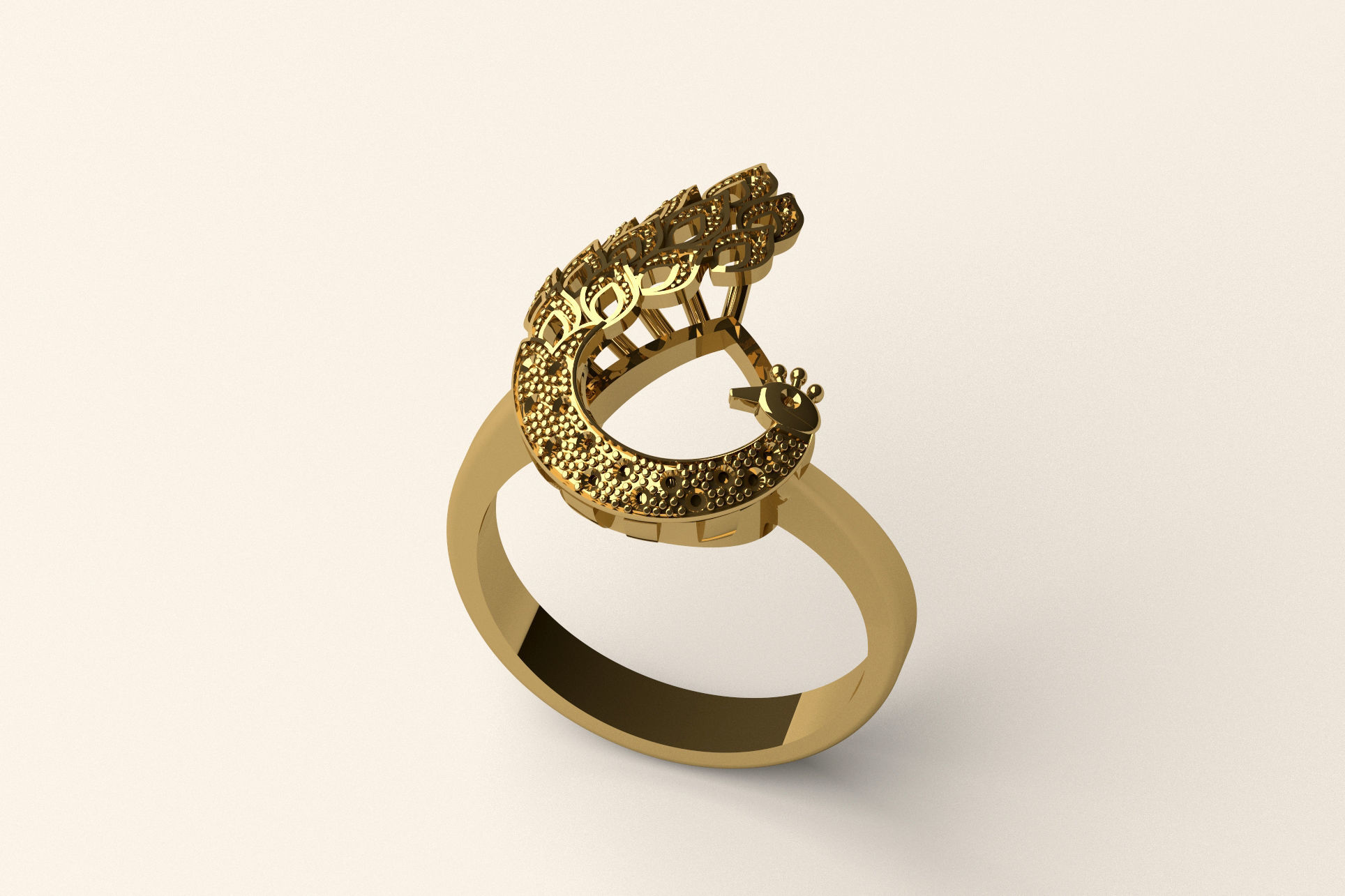 Peacock Ring R 58 3D print model_2
