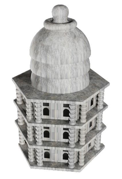 Classic Stone Building Low-poly 3D model_1