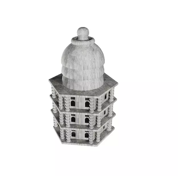 Classic Stone Building Low-poly 3D model_0