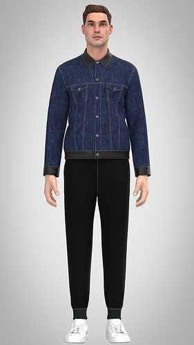 Denim Jacket Low-poly 3D model
