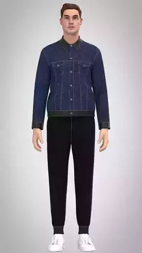 Denim Jacket Low-poly 3D model