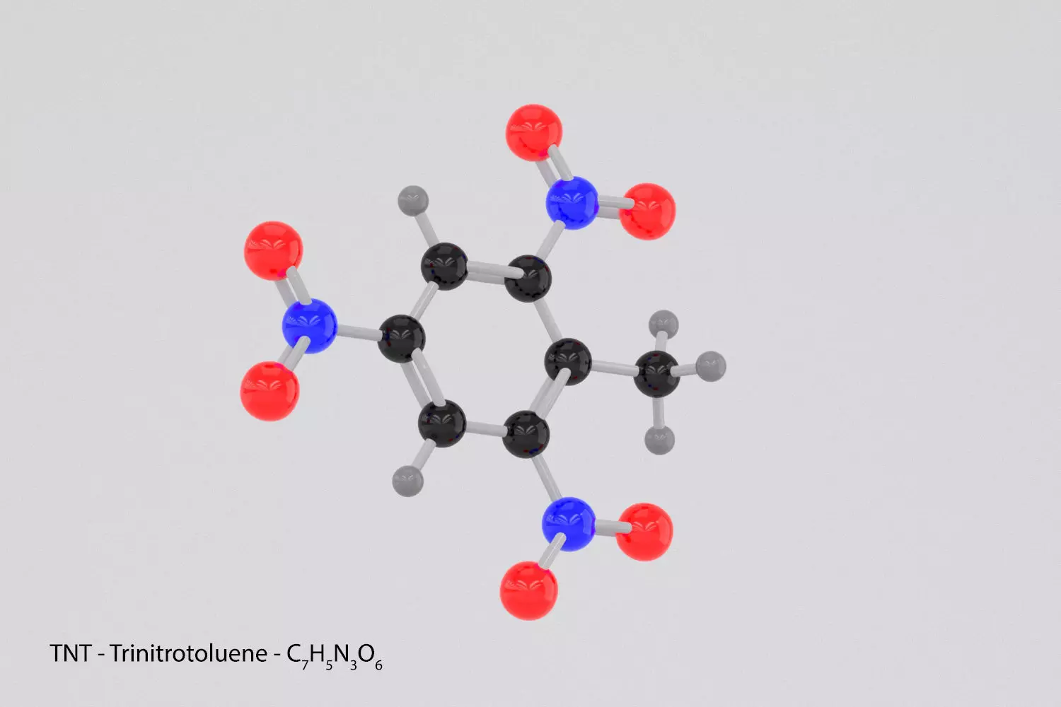 TNT - Trinitrotoluene Molecule Free 3D model