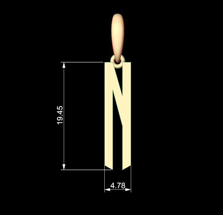 Initial Letters Pendant Crepitus N 3D print model_4