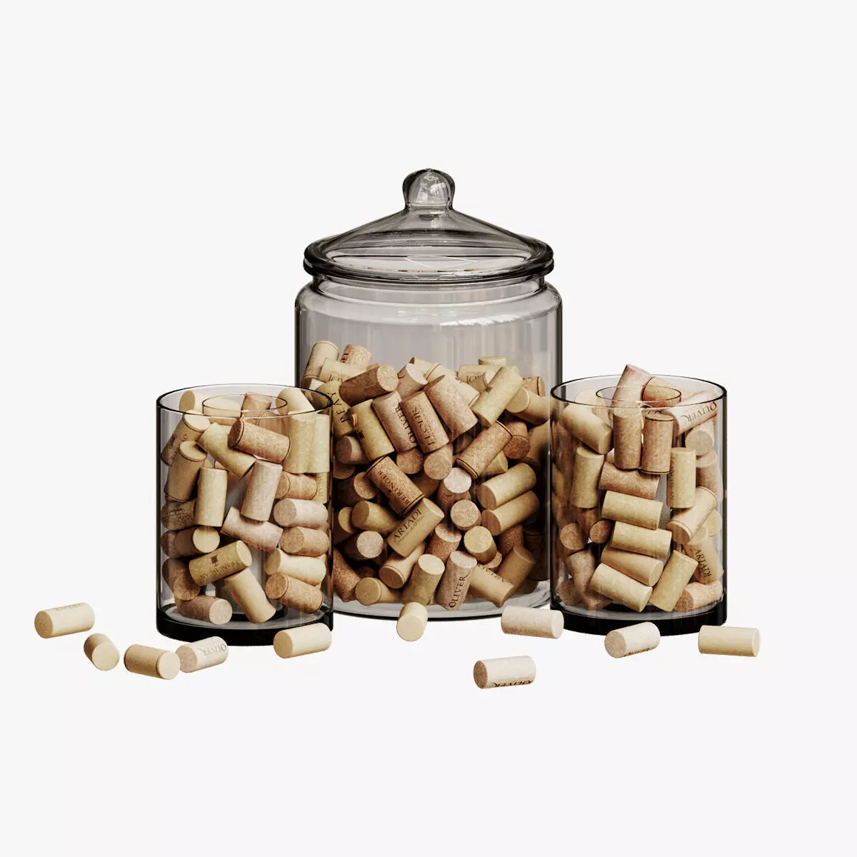  decorative set of containers filled  3D model_0