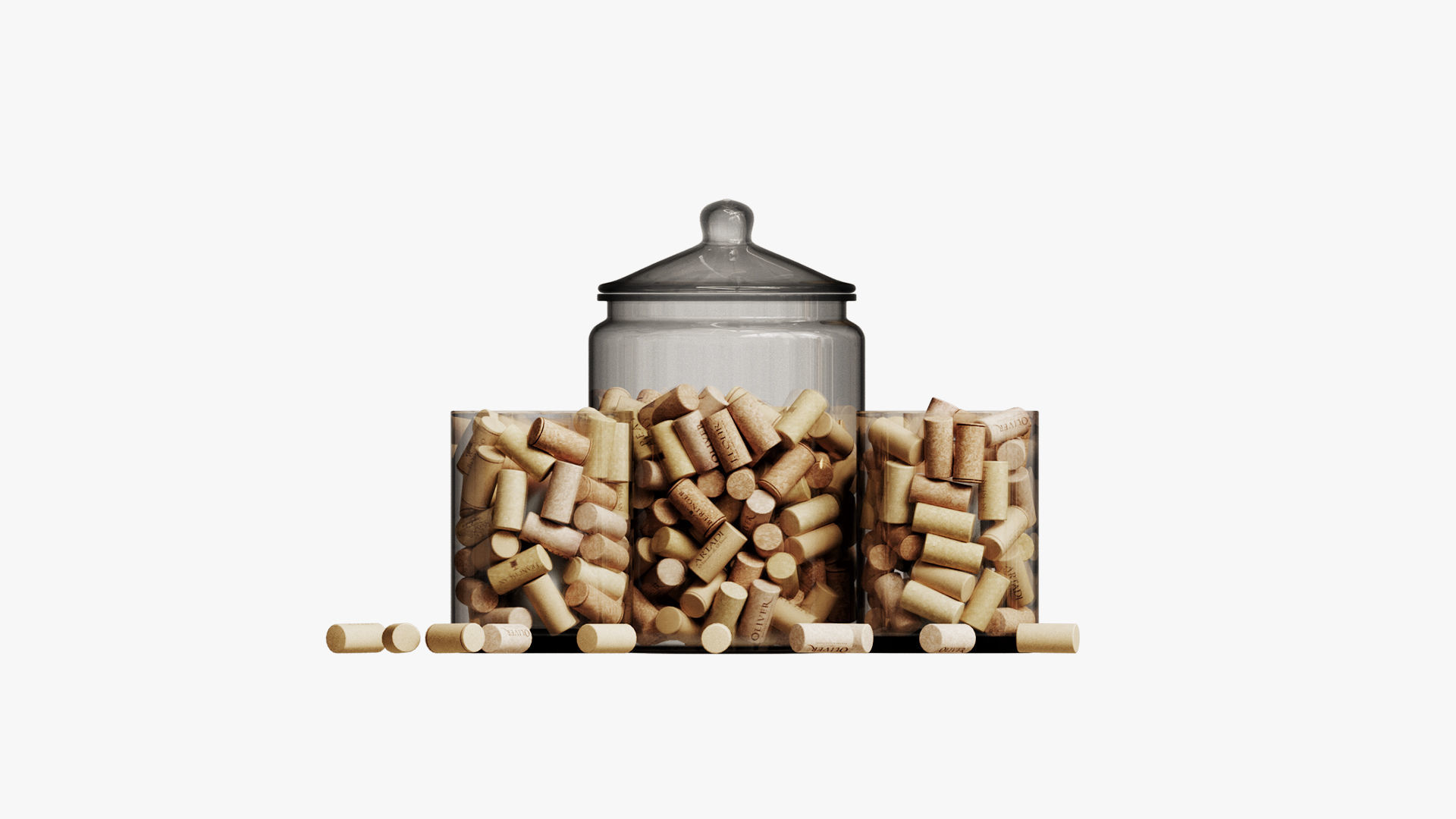  decorative set of containers filled  3D model_2