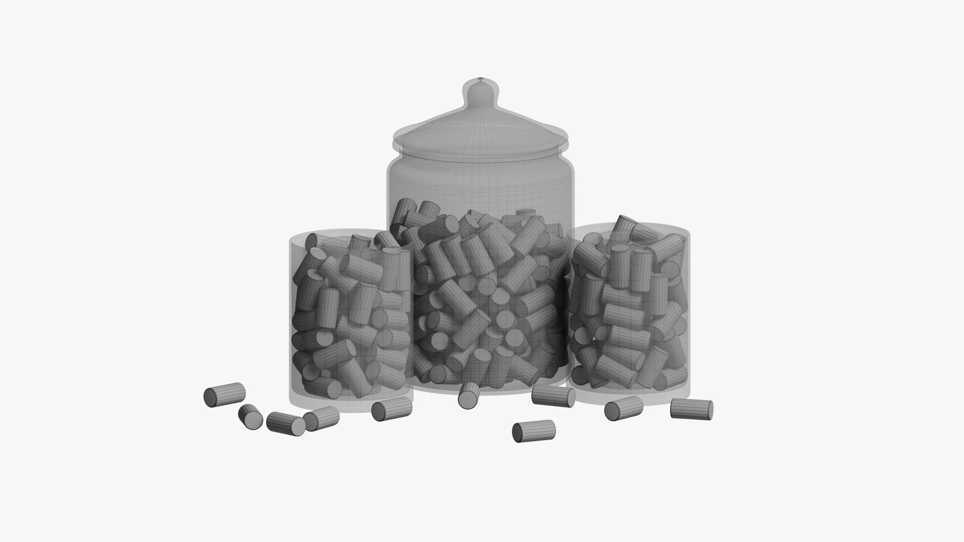  decorative set of containers filled  3D model_6