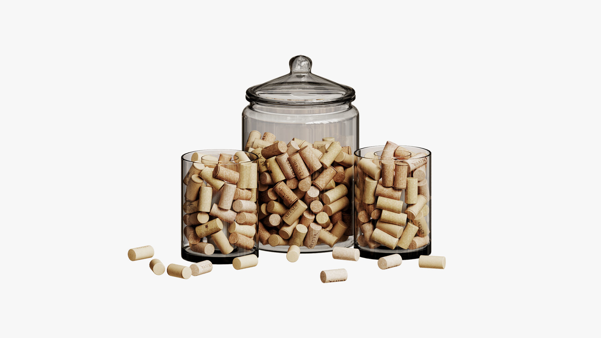  decorative set of containers filled  3D model_1