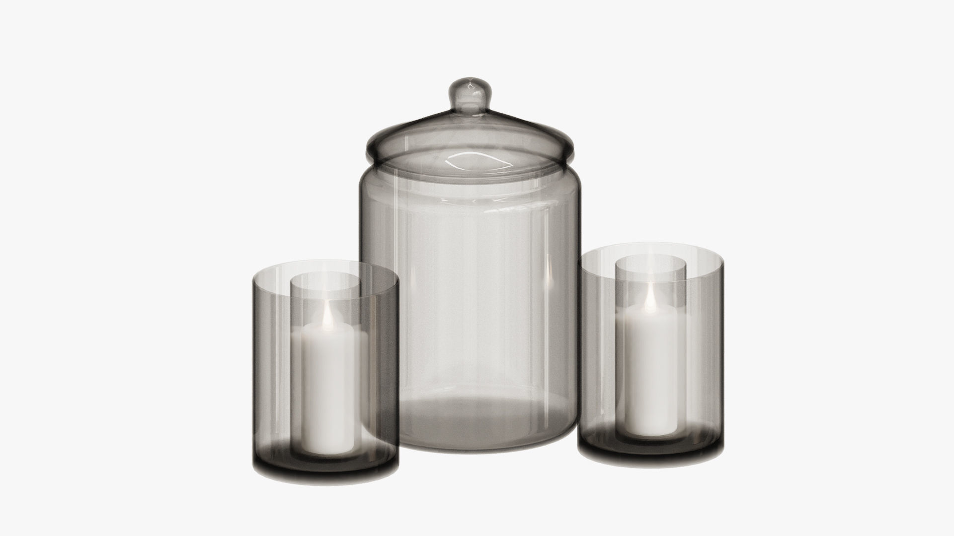  decorative set of containers filled  3D model_5