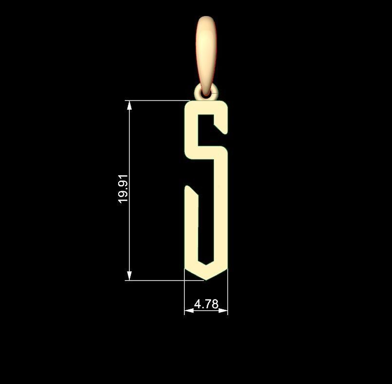Initial Letters Pendant Crepitus S 3D print model_4