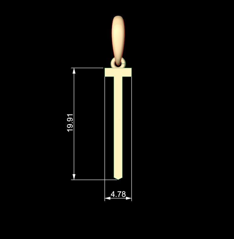 Initial Letters Pendant Crepitus T 3D print model_4