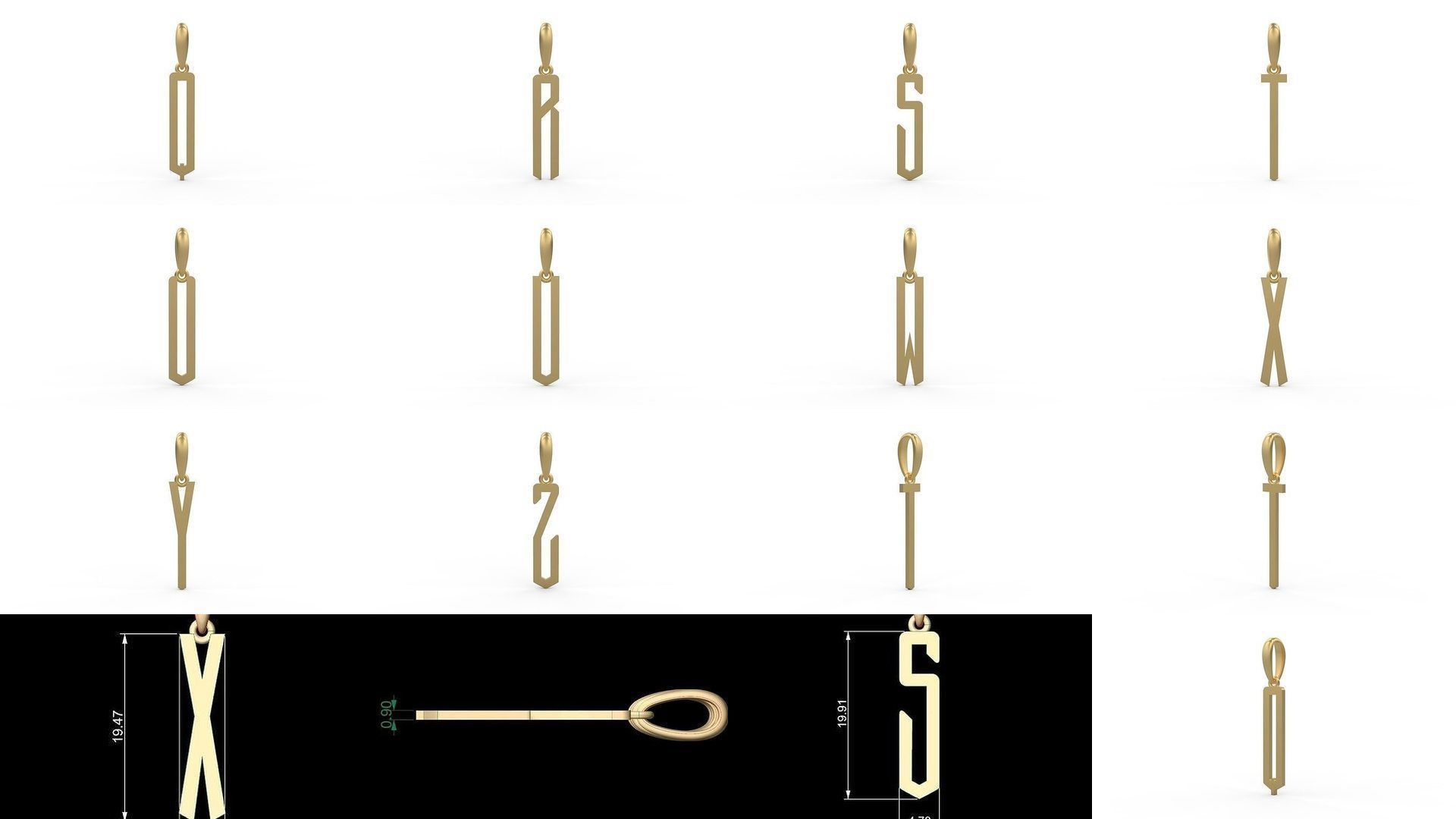 Initial Letters Pendant Alphabets Crepitus 3D Model Collection_1