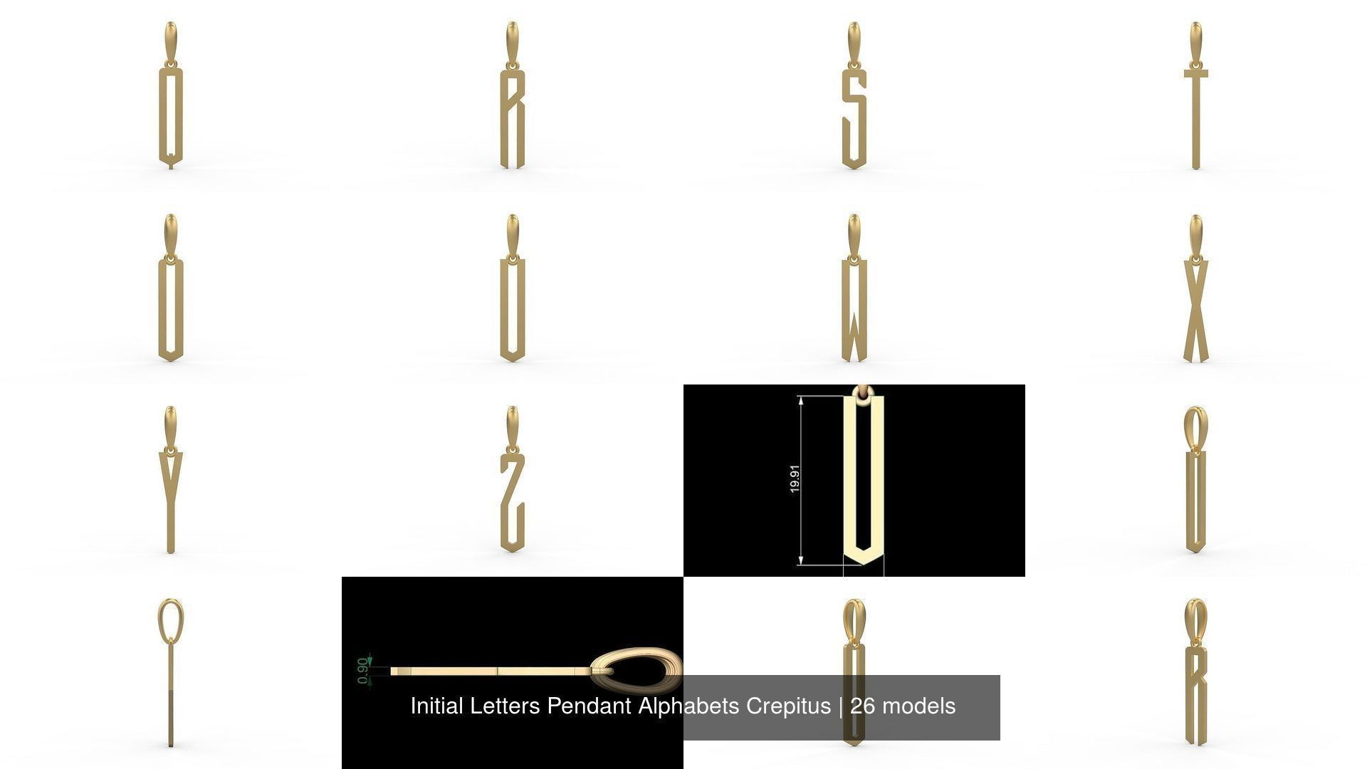 Initial Letters Pendant Alphabets Crepitus 3D Model Collection_2