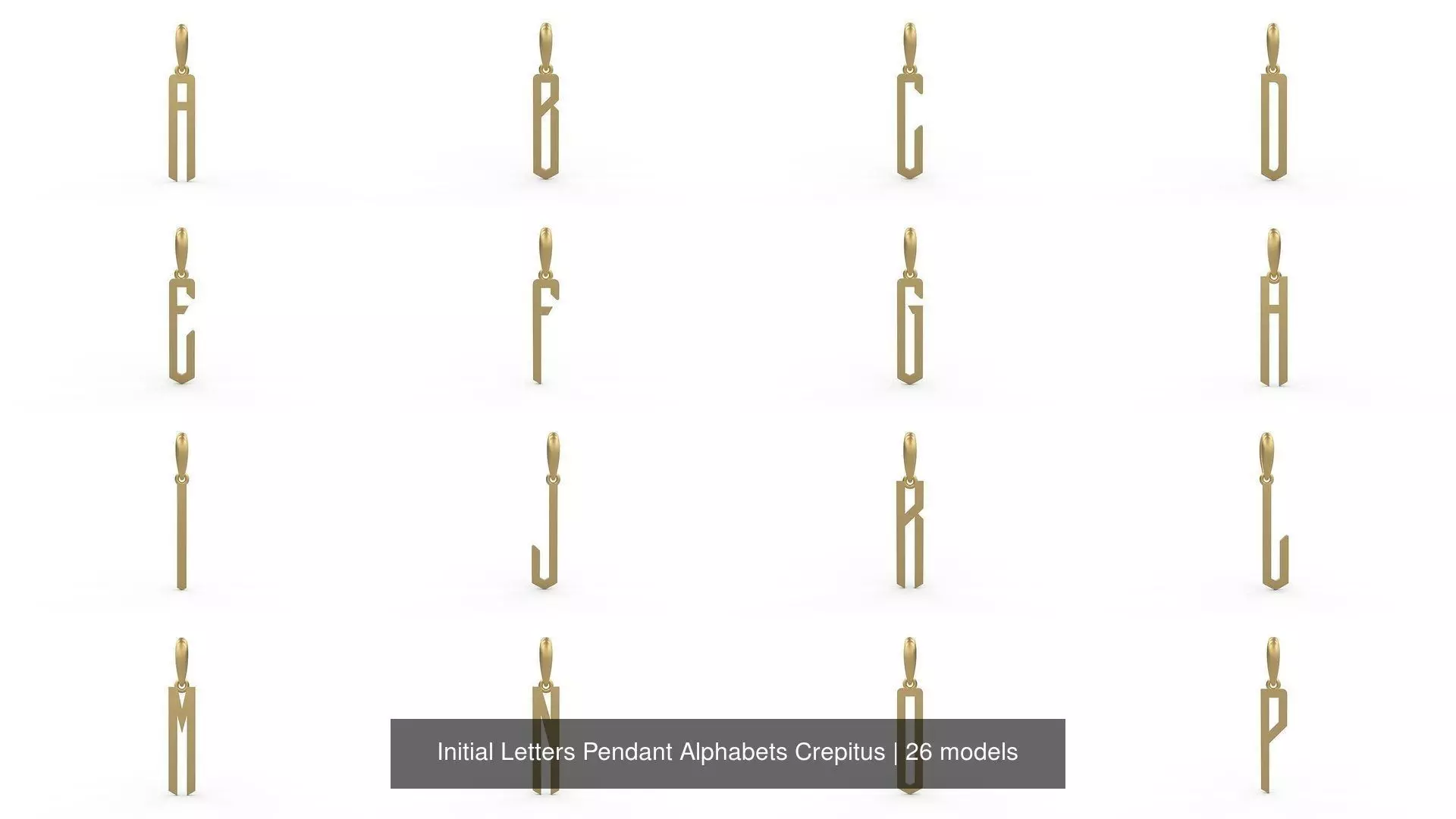 Initial Letters Pendant Alphabets Crepitus 3D Model Collection_0