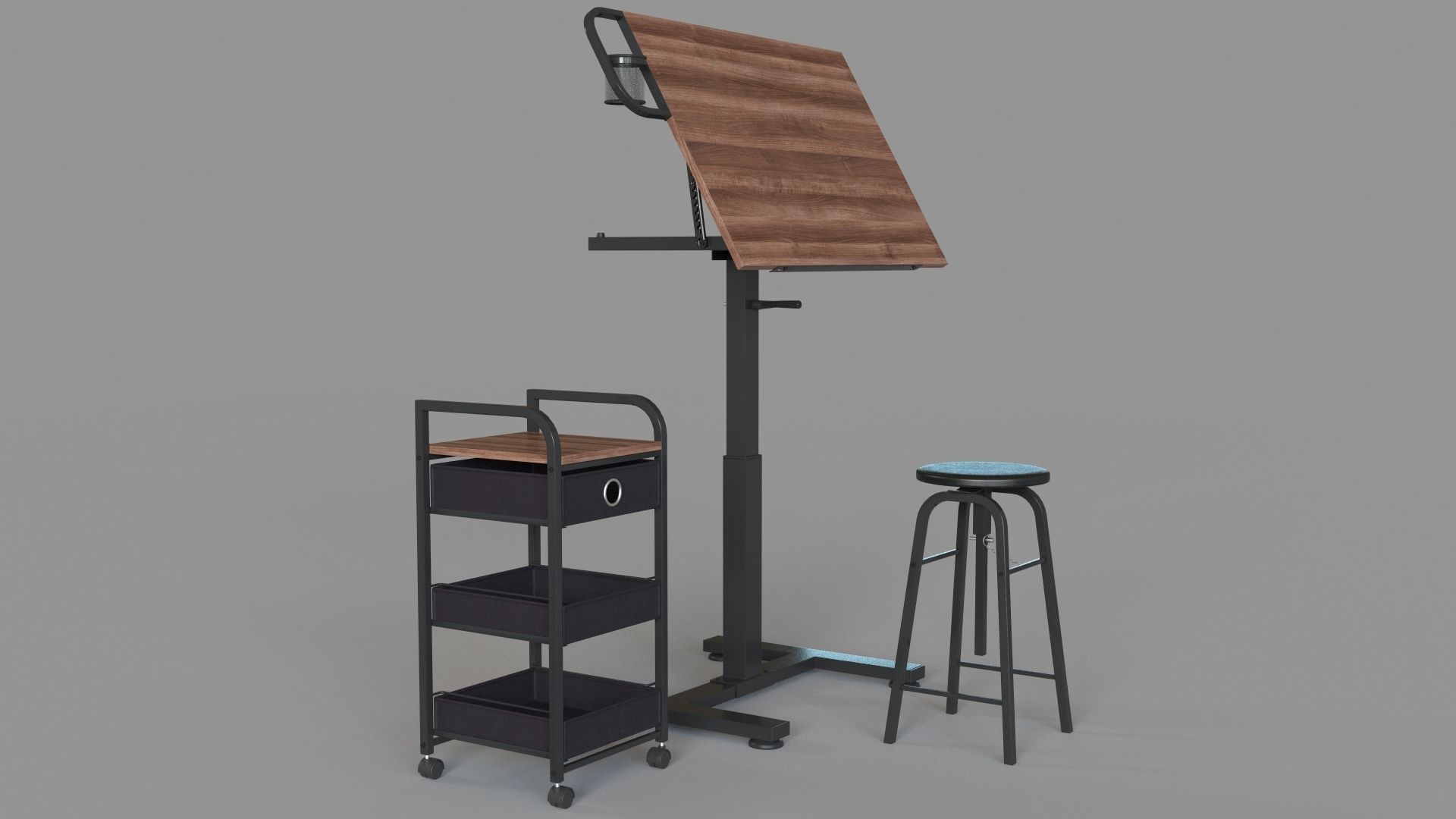Sit Stand Draft Table Set by Artist Loft 3D model_2