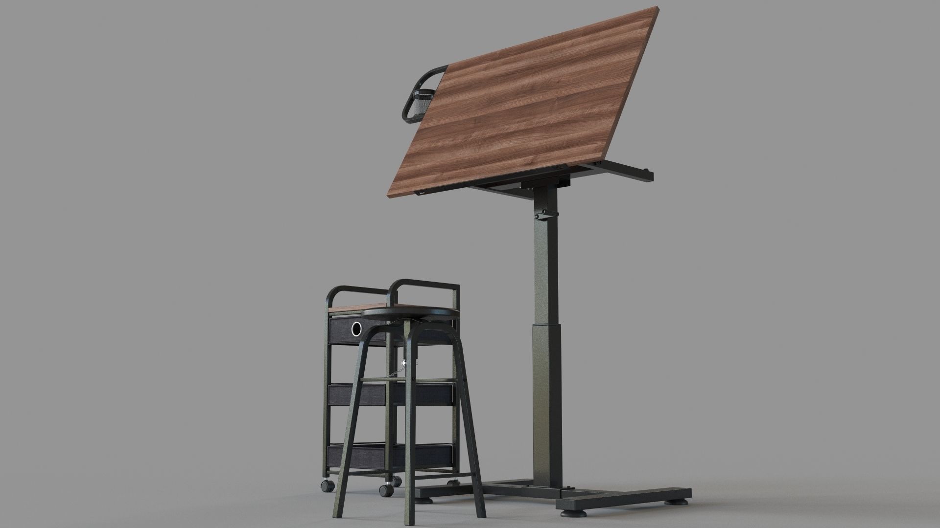 Sit Stand Draft Table Set by Artist Loft 3D model_5