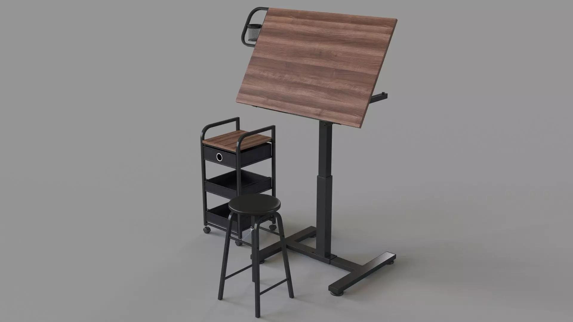 Sit Stand Draft Table Set by Artist Loft 3D model_0