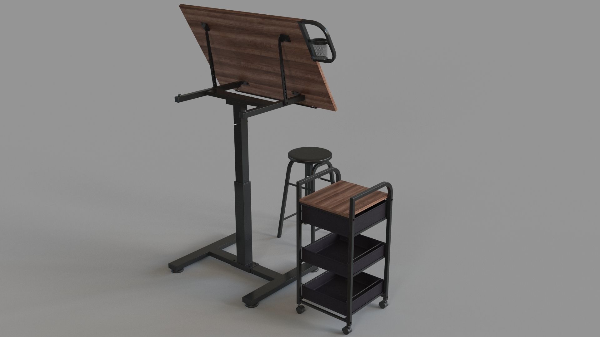 Sit Stand Draft Table Set by Artist Loft 3D model_3