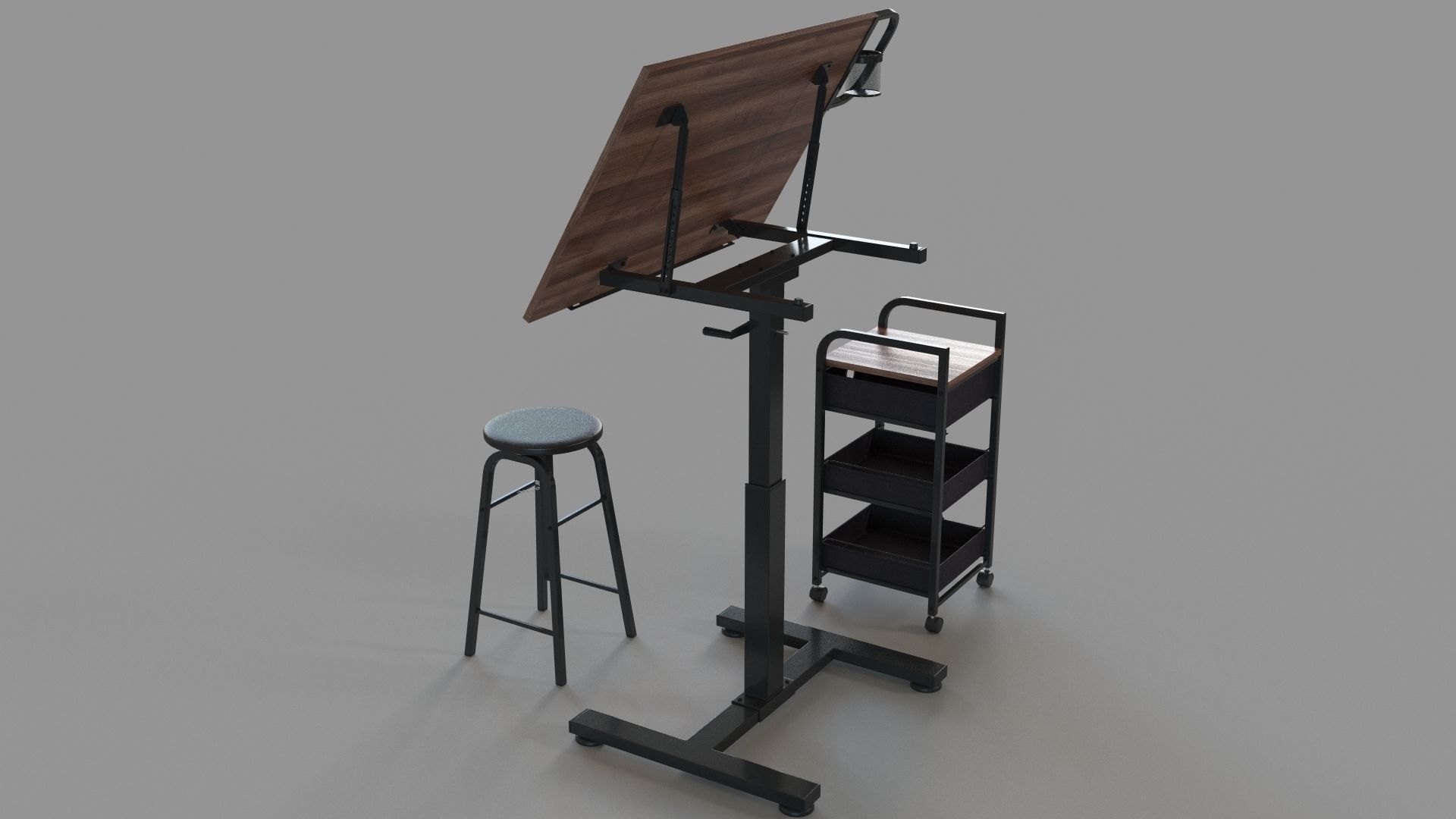 Sit Stand Draft Table Set by Artist Loft 3D model_4