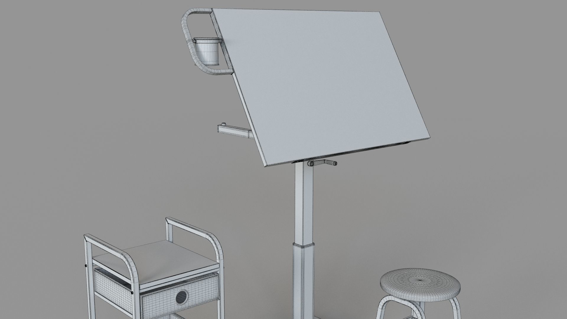 Sit Stand Draft Table Set by Artist Loft 3D model_13