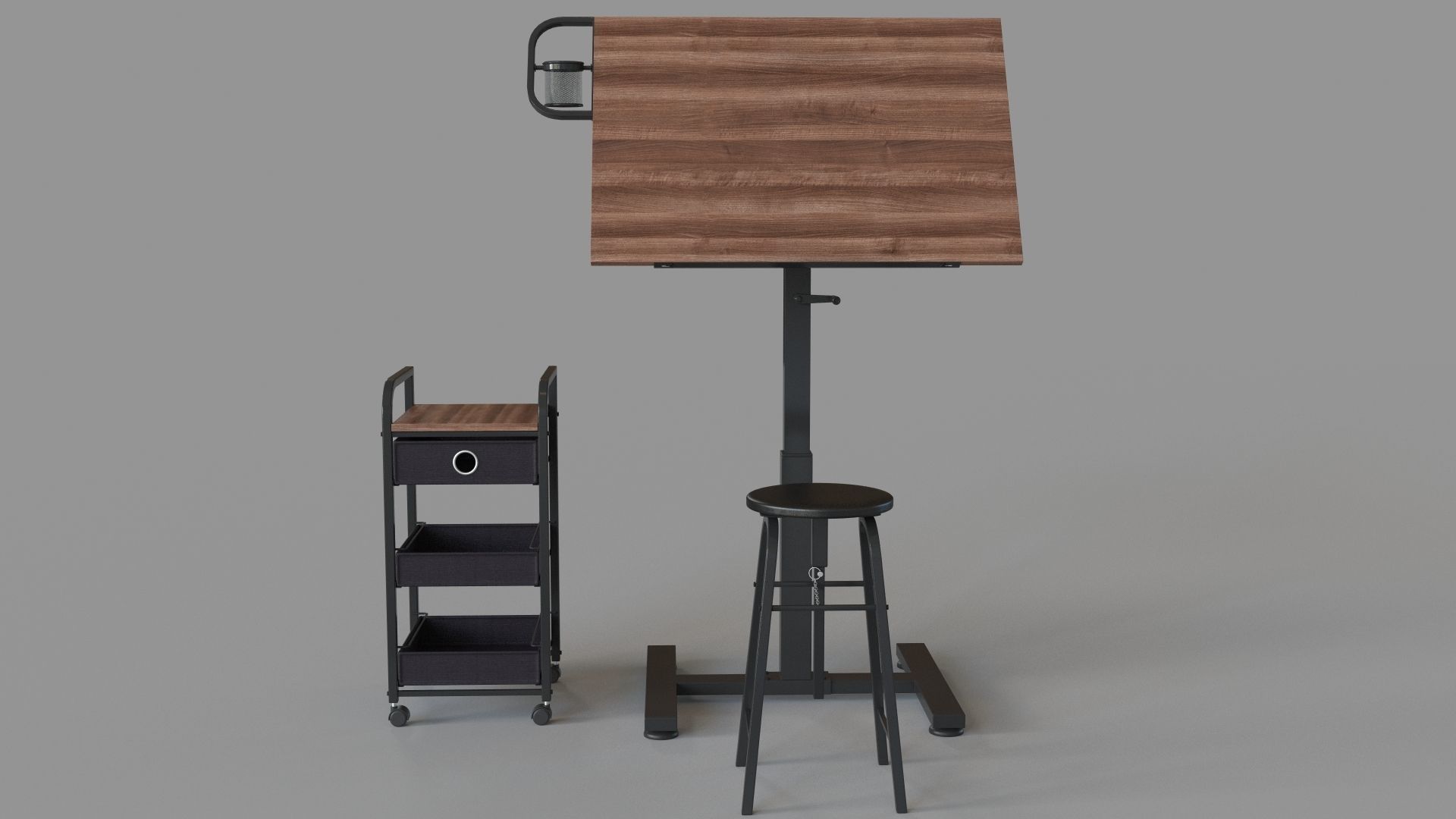 Sit Stand Draft Table Set by Artist Loft 3D model_1