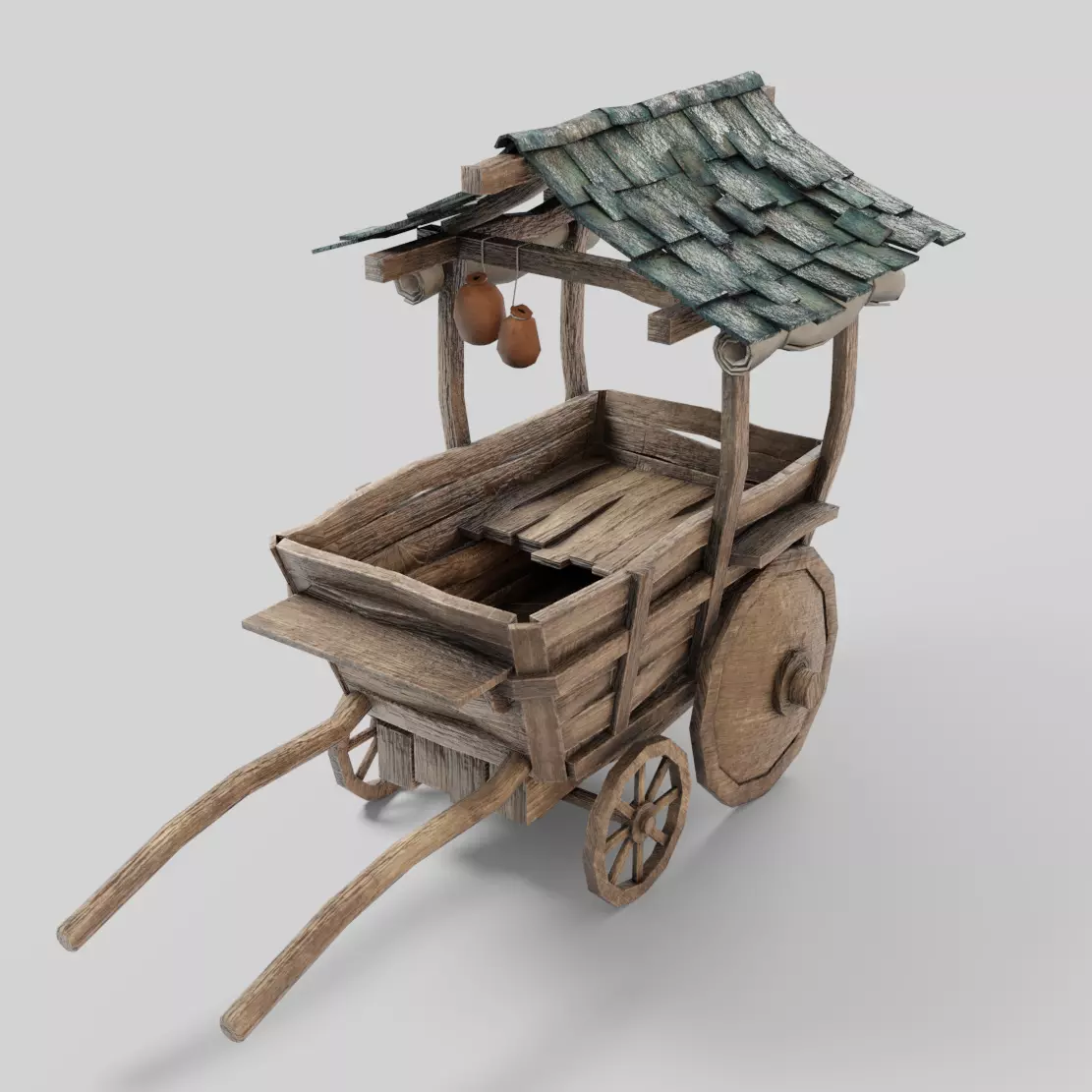 Medieval Cart Low-poly 3D model_0