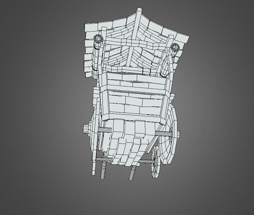 Medieval Cart Low-poly 3D model_12