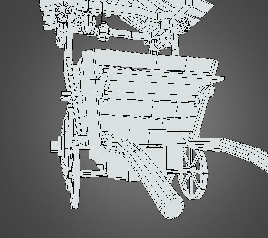 Medieval Cart Low-poly 3D model_16