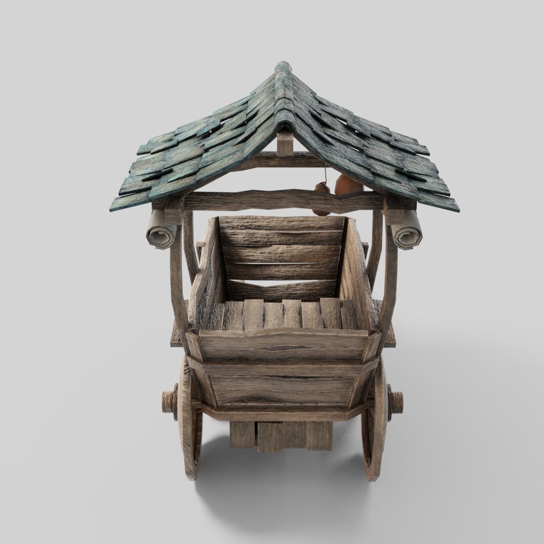 Medieval Cart Low-poly 3D model_4