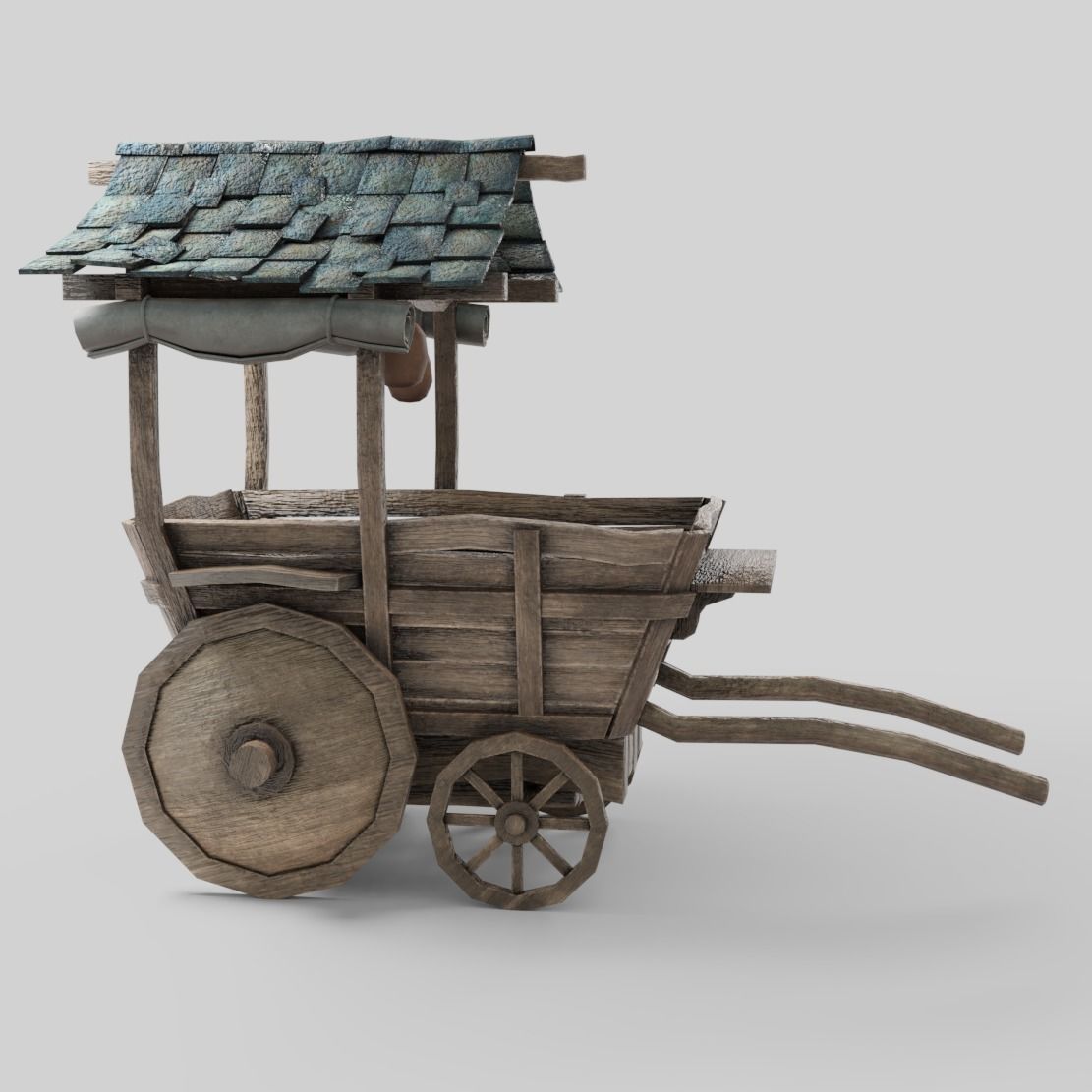 Medieval Cart Low-poly 3D model_6