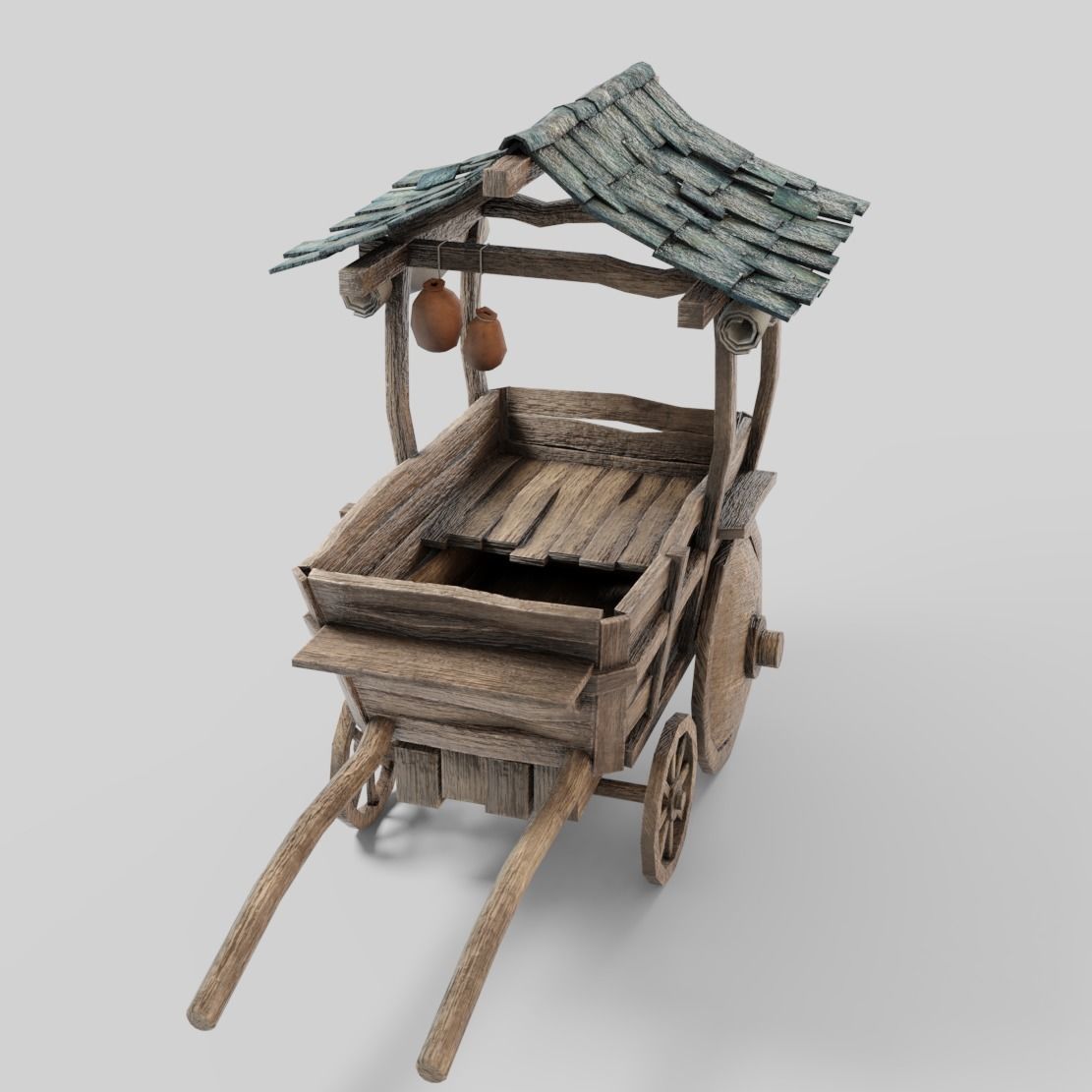 Medieval Cart Low-poly 3D model_1