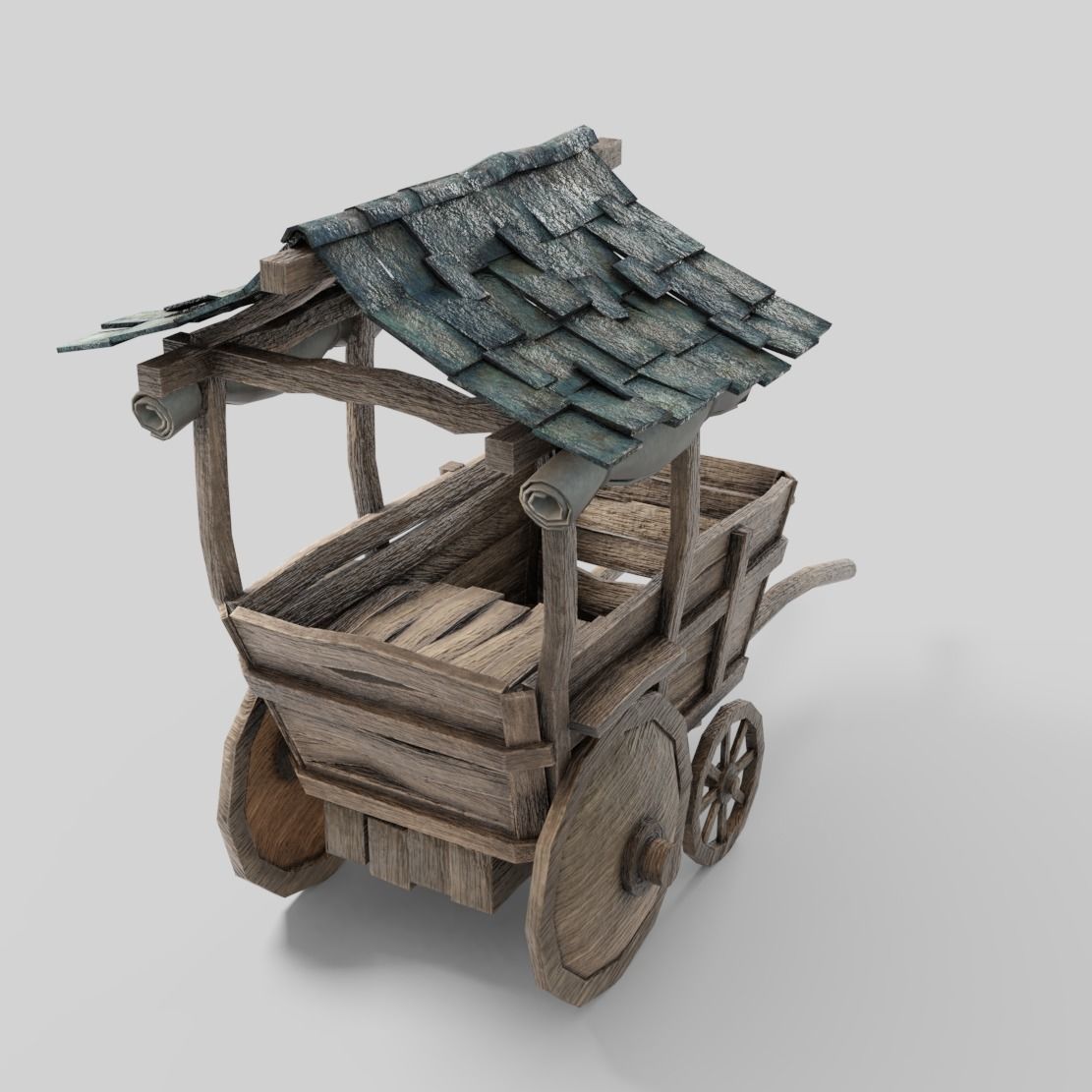 Medieval Cart Low-poly 3D model_3