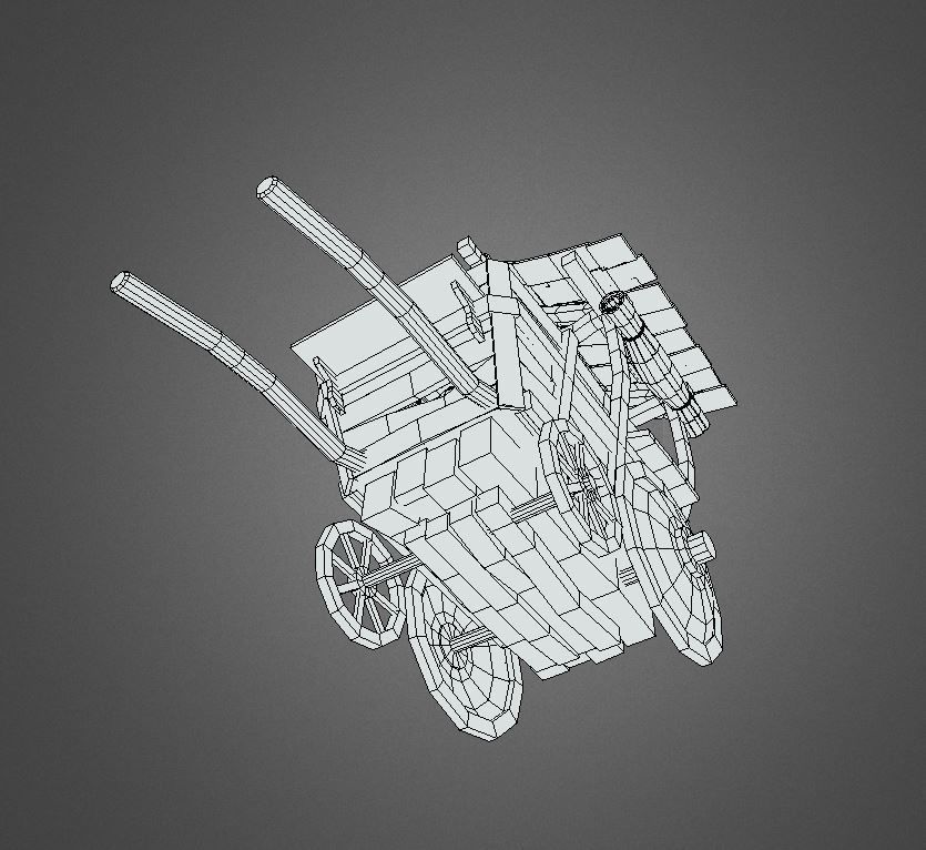 Medieval Cart Low-poly 3D model_11