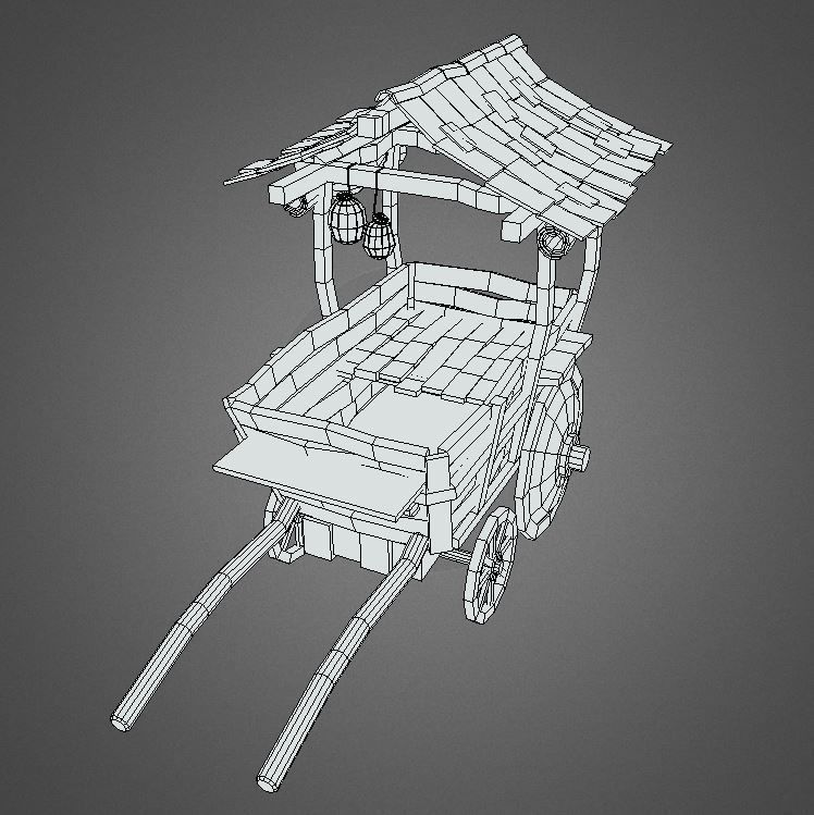 Medieval Cart Low-poly 3D model_10