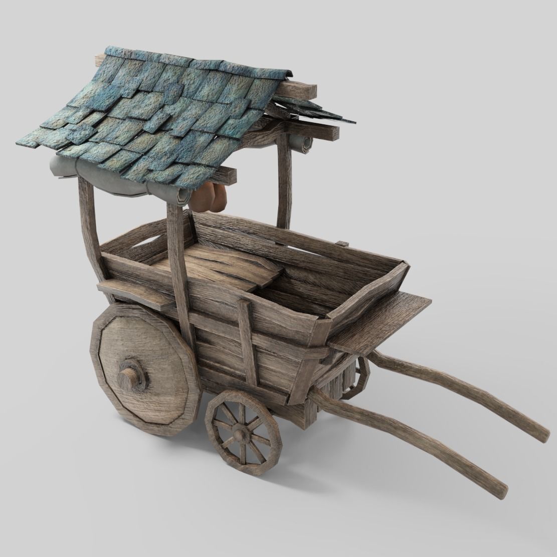 Medieval Cart Low-poly 3D model_2