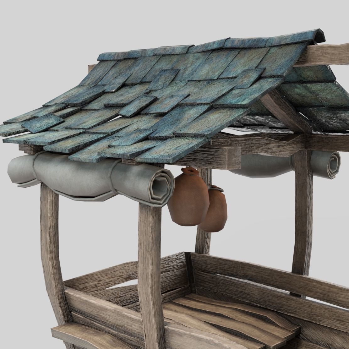 Medieval Cart Low-poly 3D model_9