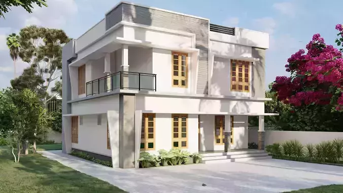 simple double story house 3D model