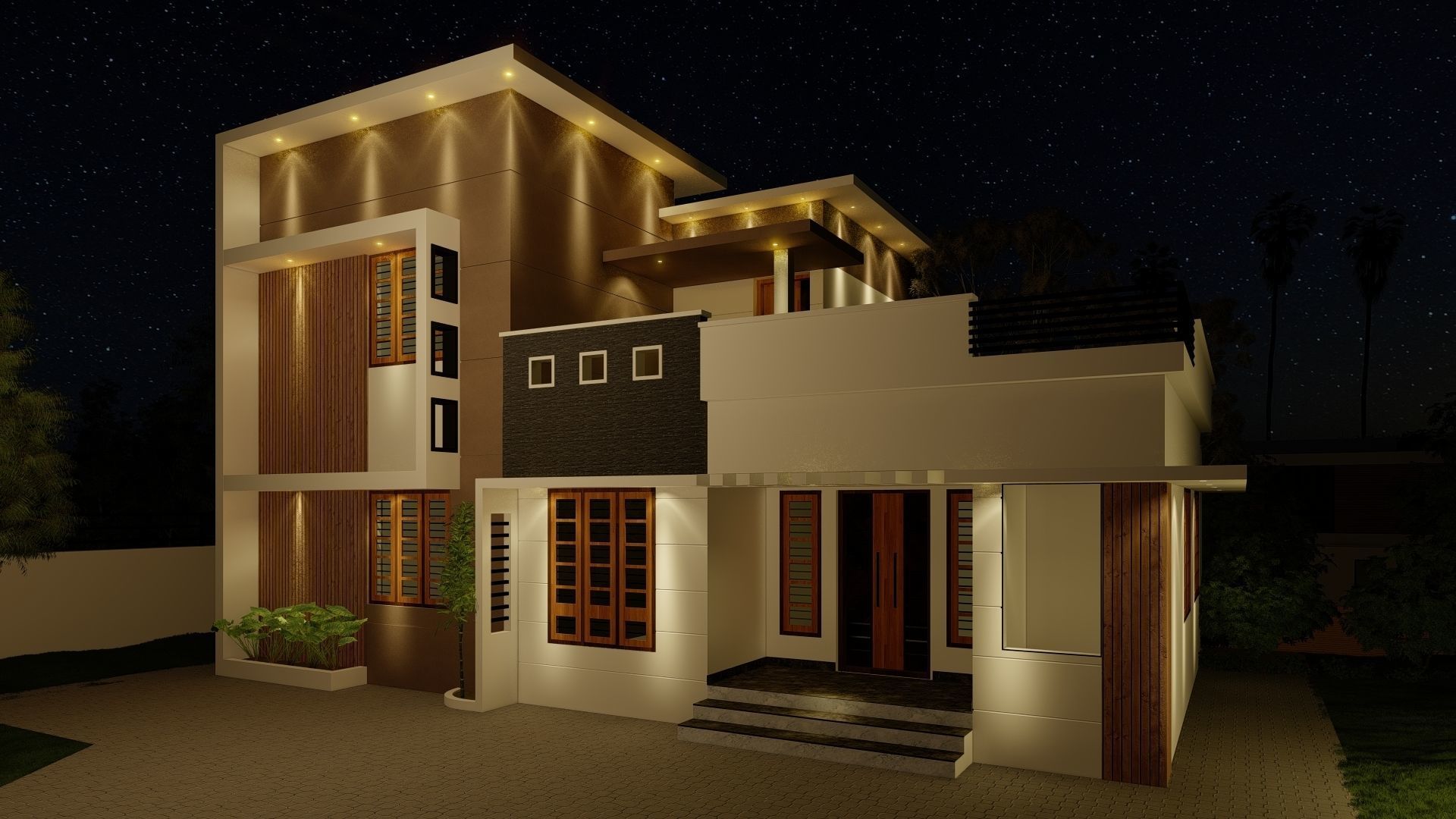 simple two story house 3D model_1