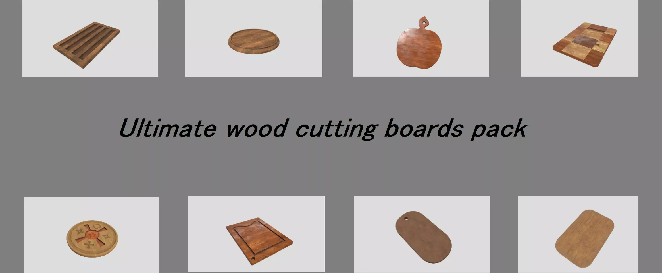 Ultimate wood cutting boards pack Low-poly 3D model