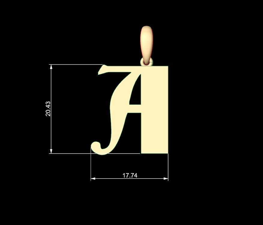 Initial Letters Pendant Deutsch Gothic A 3D print model_4